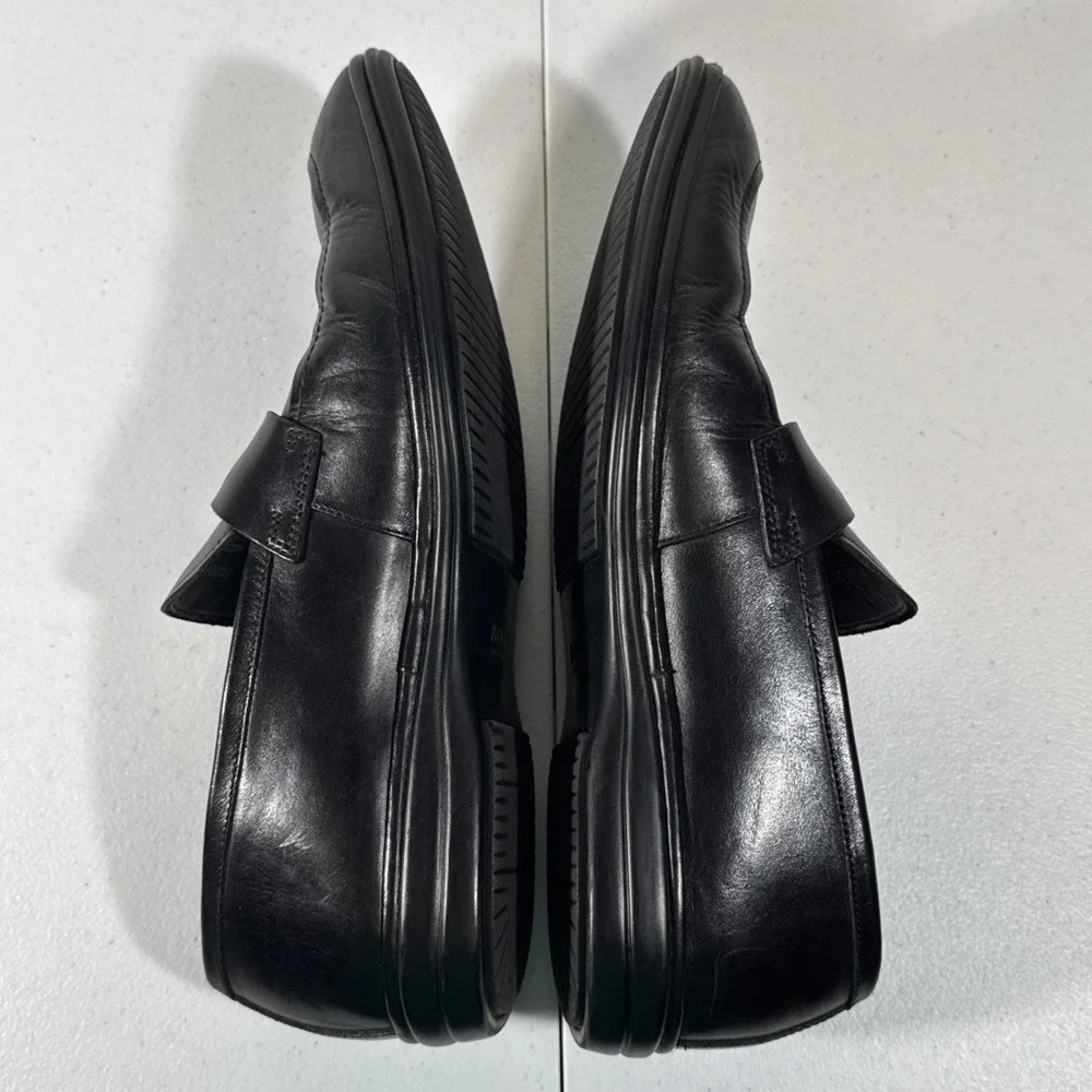 HUGO BOSS Shoes Mens Size 8 Black Leather Penny Loafer Slip On Casual Almond Toe